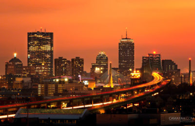 Boston Skyline - Long Exposure Sunset from Soldiers Home