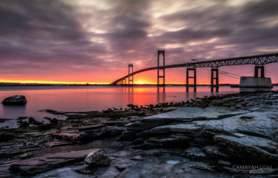 Claiborne Pell Newport Bridge - Peeking Sun