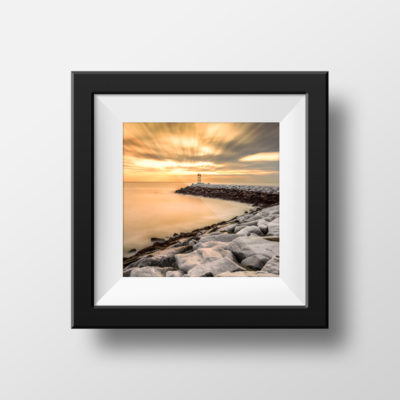 scituate_lighthouse_sunrise_over_cliff_rocks_framed_1x1